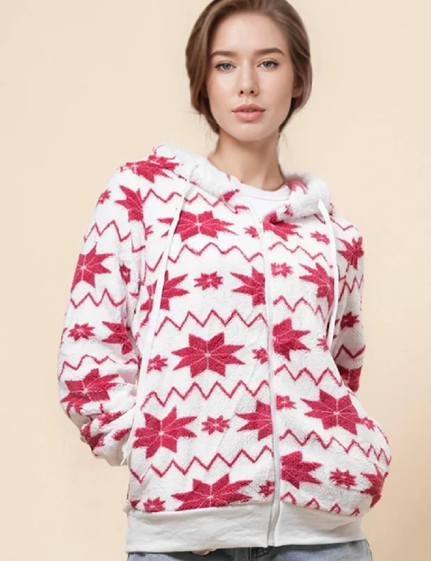 Ladies Christmas Snow Coral Fleece Zip Hooded Jacket SKT41016 Wool Jacket Cashmere Jacket Tweed Jacket Ladies Christmas Snow Coral Fleece Zip Hooded Jacket SKT41016 Wool Jacket Cashmere Jacket Tweed Jacket