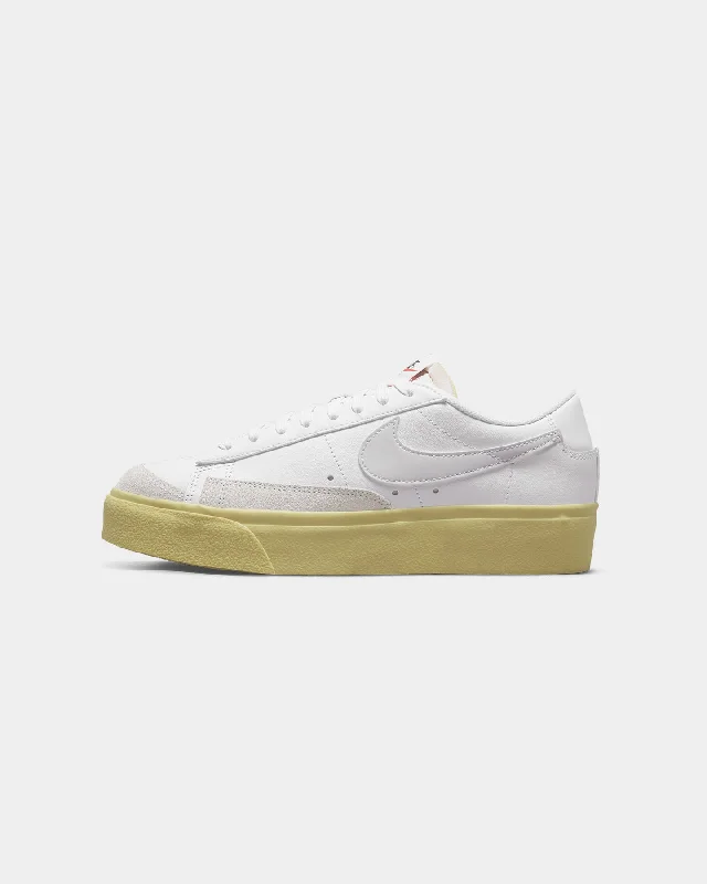 Nike Women's Blazer Low Platform Shoes White/White-Lemon Women's Business Blazer