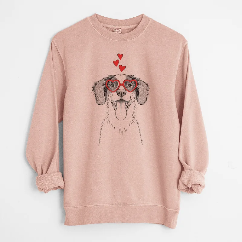 Valentine Birdie the Brittany - Unisex Pigment Dyed Crew Sweatshirt Hooded Sweatshirt Casual Wear Street Style Valentine Birdie the Brittany - Unisex Pigment Dyed Crew Sweatshirt Hooded Sweatshirt Casual Wear Street Style