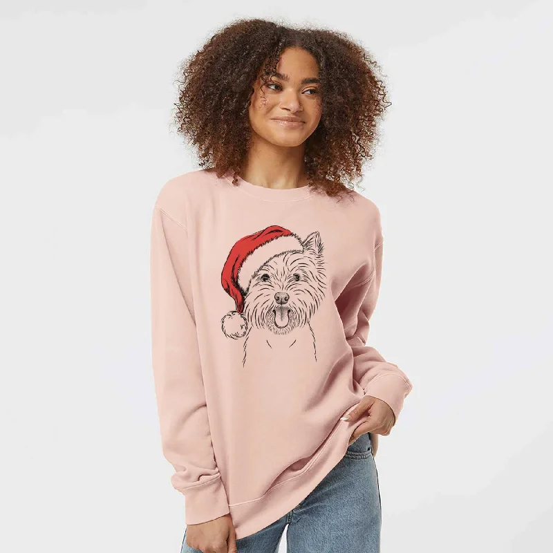 Santa Welma the West Highland Terrier - Unisex Pigment Dyed Crew Sweatshirt Hoodie with Set-In Sleeves Structured Classic Santa Welma the West Highland Terrier - Unisex Pigment Dyed Crew Sweatshirt Hoodie with Set-In Sleeves Structured Classic