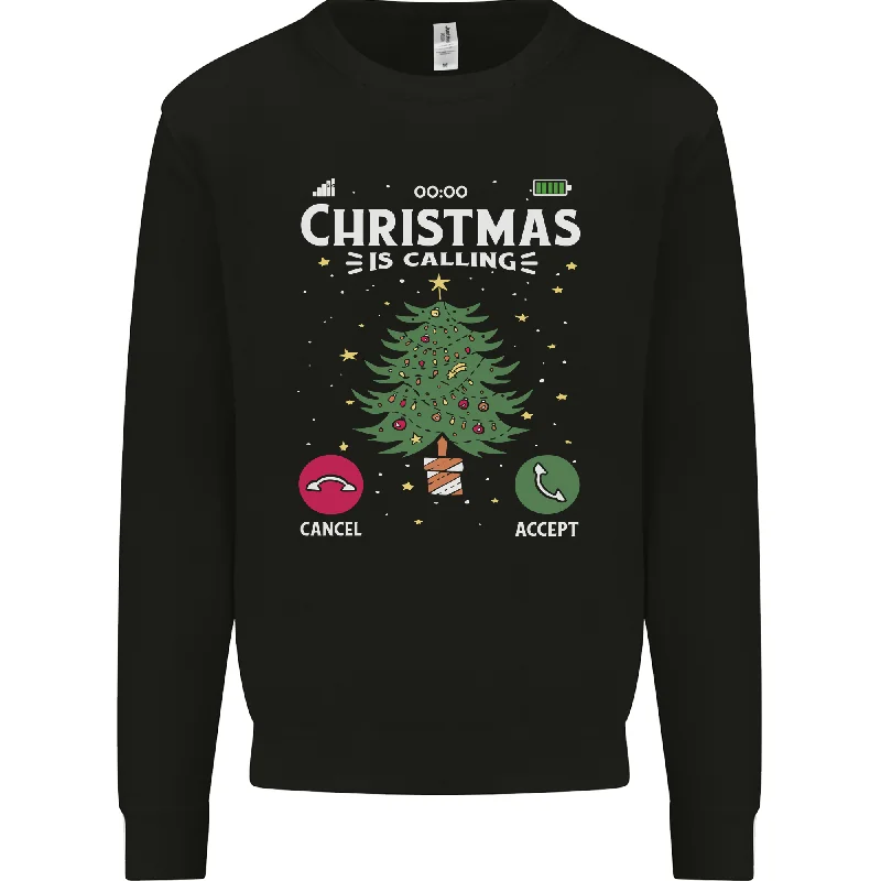 Christmas Is Calling Funny Xmas Phone Mens Sweatshirt Jumper Hoodie with Hem Detail Decorative Unique Christmas Is Calling Funny Xmas Phone Mens Sweatshirt Jumper Hoodie with Hem Detail Decorative Unique