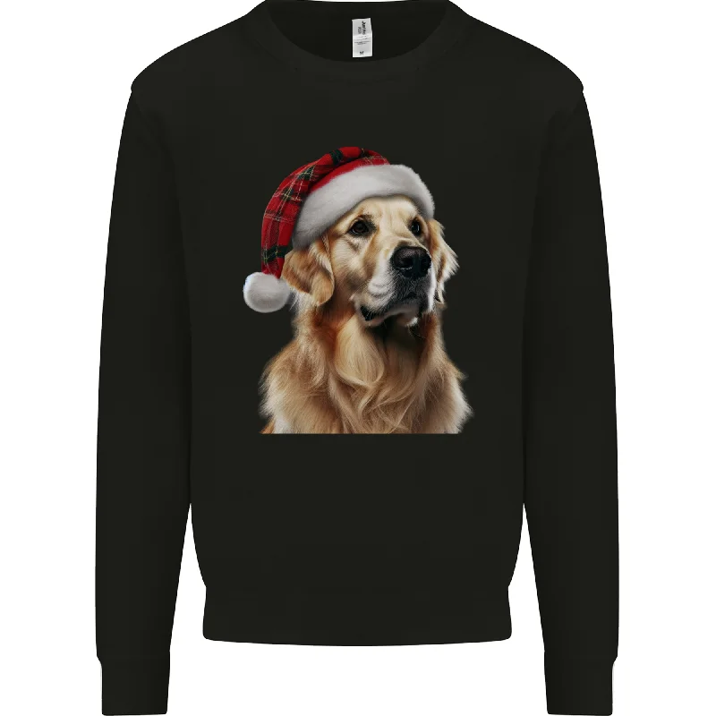 Christmas Golden Retriever Tartan Xmas Hat Dog Mens Sweatshirt Jumper Hoodie with Puffed Sleeves Voluminous Trendy Christmas Golden Retriever Tartan Xmas Hat Dog Mens Sweatshirt Jumper Hoodie with Puffed Sleeves Voluminous Trendy