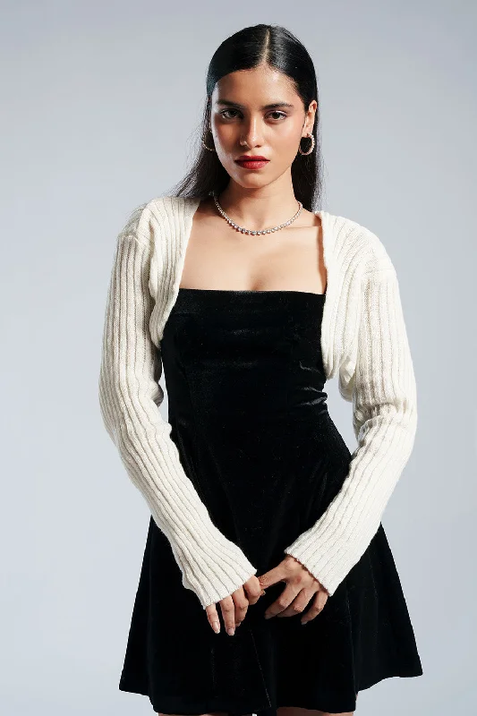 Snowflake Cropped Bolero Cardigan Mesh Fabric Canvas Fabric Denim Fabric