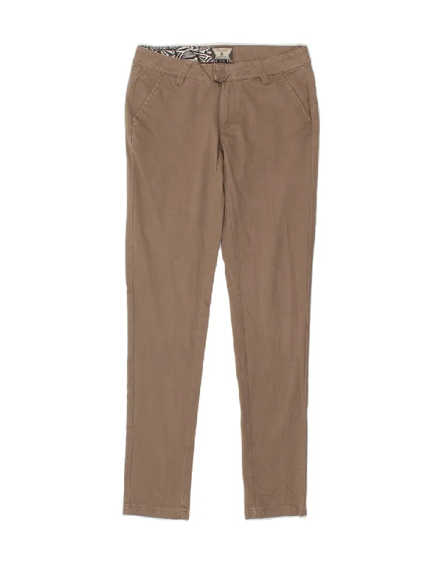 VOLCOM Womens Skinny Chino Trousers W24  L30 Beige Cotton Trousers Winter Warm