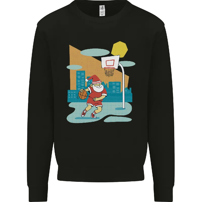 Christmas Santa Playing Basketball Xmas Mens Sweatshirt Jumper Hoodie with Half-Zip Sporty Casual Christmas Santa Playing Basketball Xmas Mens Sweatshirt Jumper Hoodie with Half-Zip Sporty Casual