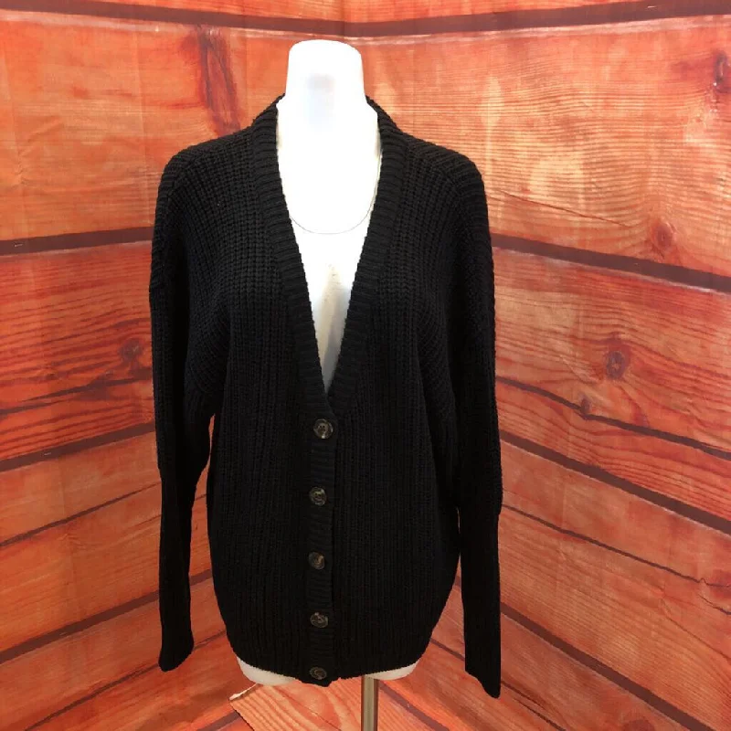 NWT JOHN + JENN BLACK CARDIGAN SZ MEDIUM TCC Wool Fabric Cashmere Fabric Tweed Fabric