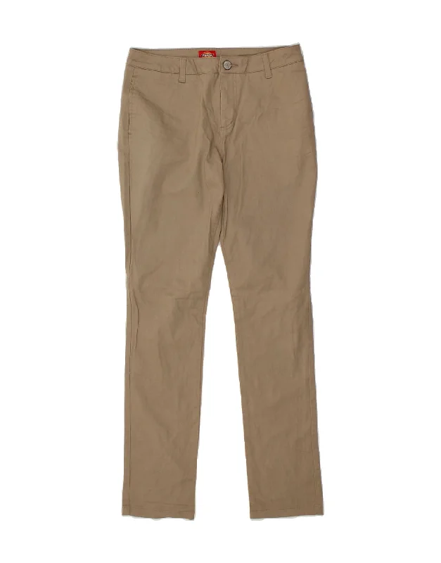 DICKIES Womens Slim Chino Trousers W32 L32 Beige Cotton Trousers Satin Smooth