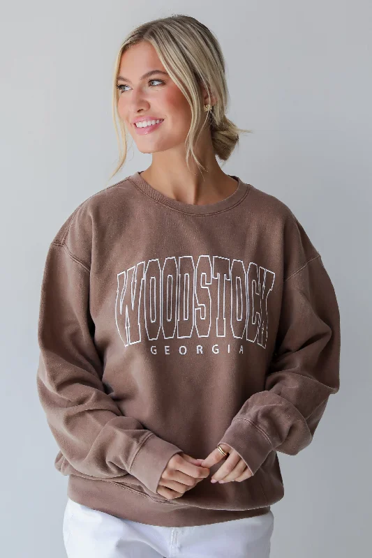 Brown Woodstock Georgia Sweatshirt Hoodie Dress Longline Feminine