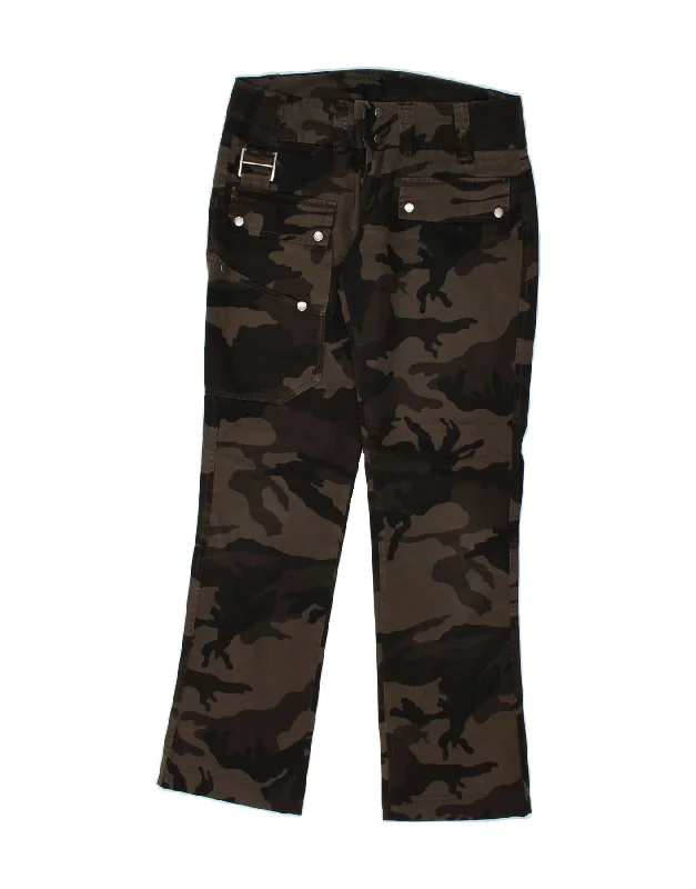 DONDUP Womens Straight Cargo Trousers W28 L31 Brown Camouflage Cotton High Waist Slim Fit Ankle Length DONDUP Womens Straight Cargo Trousers W28 L31 Brown Camouflage Cotton High Waist Slim Fit Ankle Length