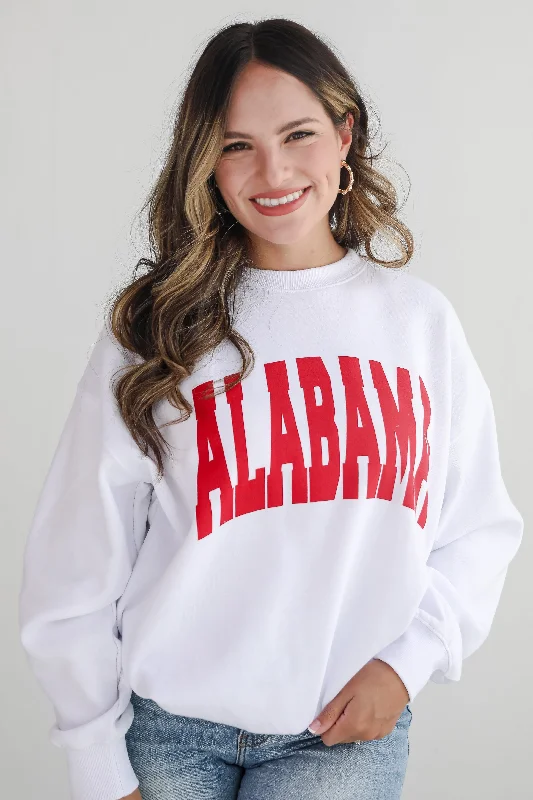 White Alabama Sweatshirt Hoodie with Lining Warm Insulated
