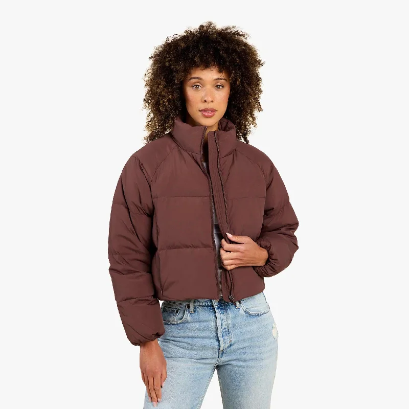 Peak Puffer Jacket | Coffee Cotton Fabric Linen Fabric Terry Fabric