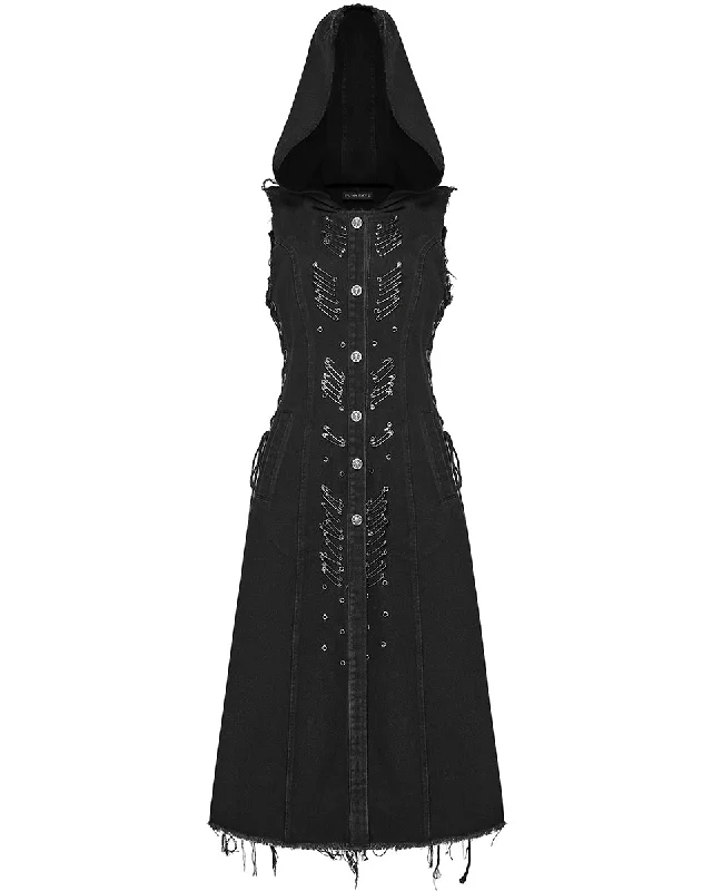Punk Rave Womens Apocalyptic Wasteland Punk Long Hooded Sleeveless Vest Jacket Tailored Jacket Straight Jacket A-Line Jacket Punk Rave Womens Apocalyptic Wasteland Punk Long Hooded Sleeveless Vest Jacket Tailored Jacket Straight Jacket A-Line Jacket