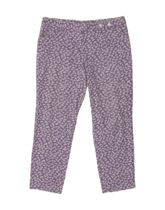 VINTAGE Womens Slim Cropped Trousers IT 46 Large W32 L26 Purple Floral Trousers Trousers Formal VINTAGE Womens Slim Cropped Trousers IT 46 Large W32 L26 Purple Floral Trousers Trousers Formal