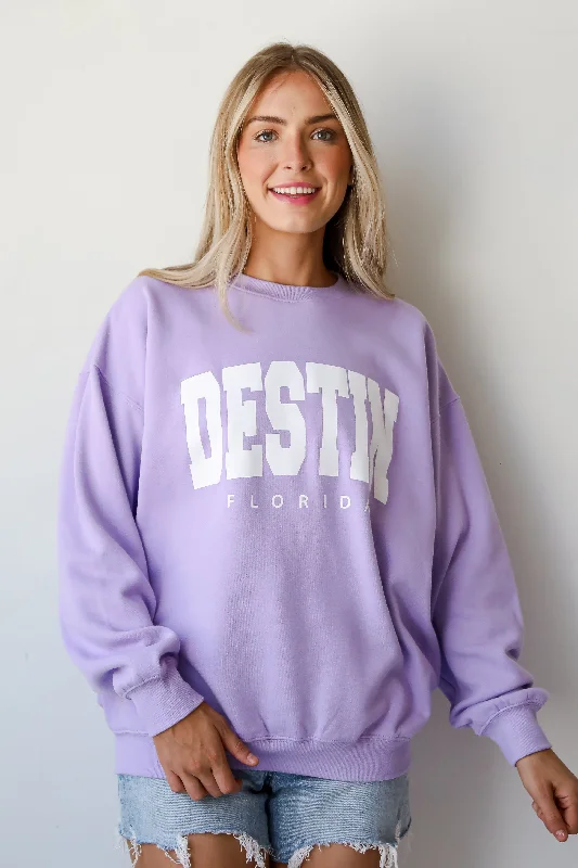Lavender Destin Florida Sweatshirt Hoodie with Raglan Sleeves Sporty Comfortable