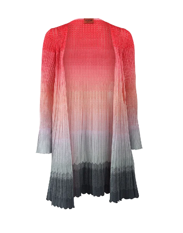 Pleated Ombre Cardigan Chenille Brocade Lace