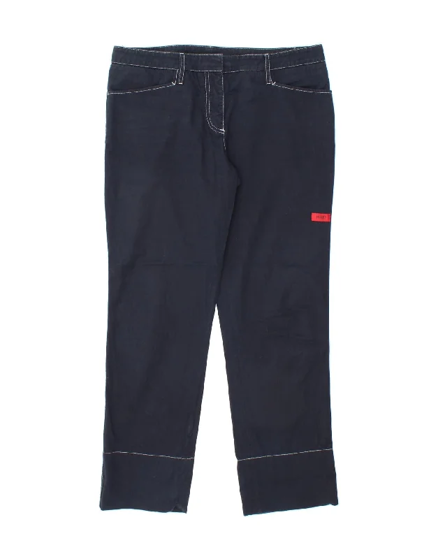 HUGO BOSS Womens Straight Casual Trousers UK 10 Small W32 L28 Navy Blue Trousers Denim Blue HUGO BOSS Womens Straight Casual Trousers UK 10 Small W32 L28 Navy Blue Trousers Denim Blue