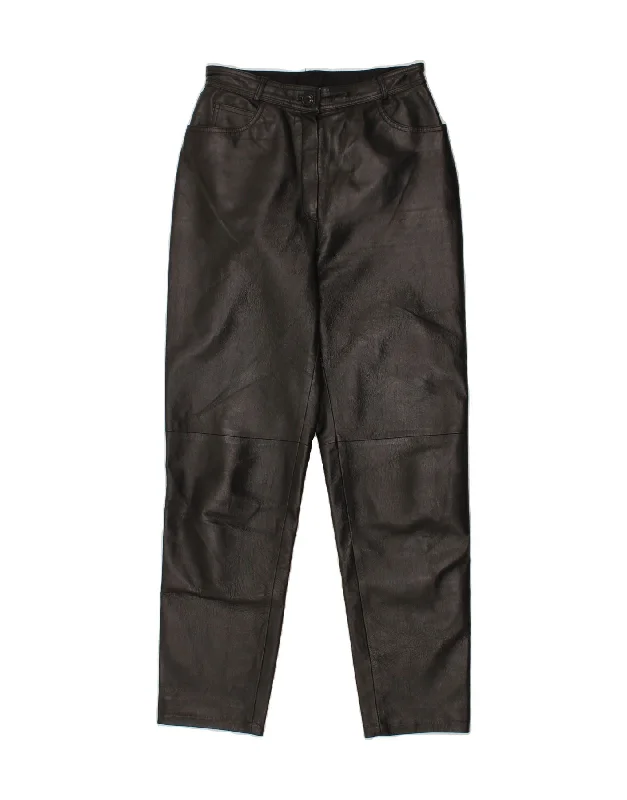 VINTAGE Womens Tapered Leather Trousers W26 L29 Black Trousers Capri Summer