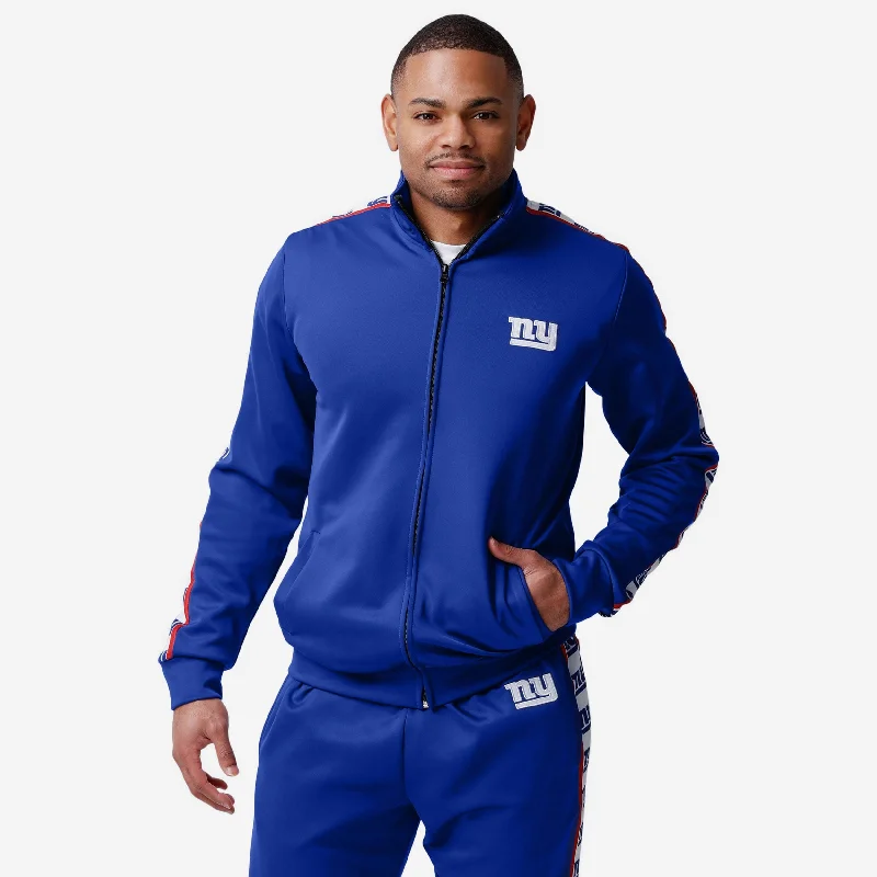 New York Giants Stripe Logo Track Jacket Cardigan Sweater Pullover