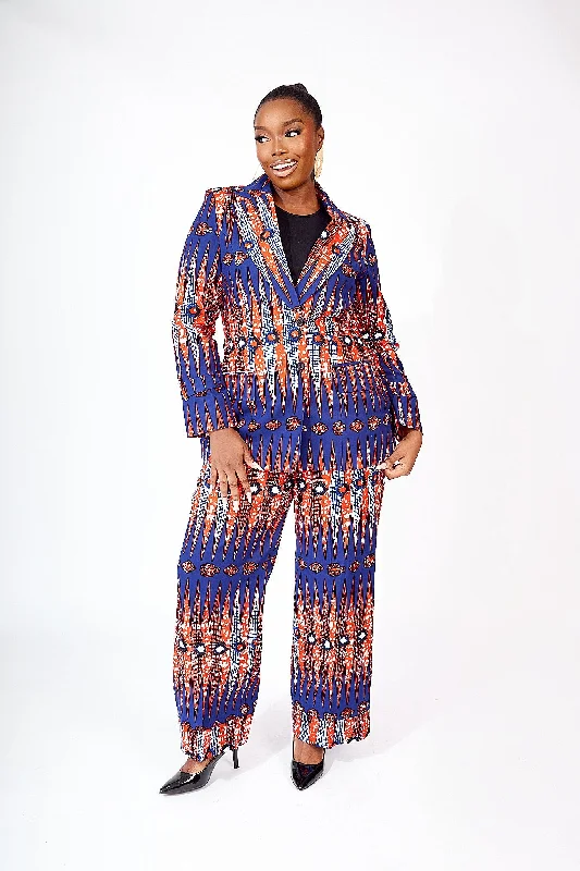 ARINOLA AFRICAN PRINT BLAZER Women's Denim Suit