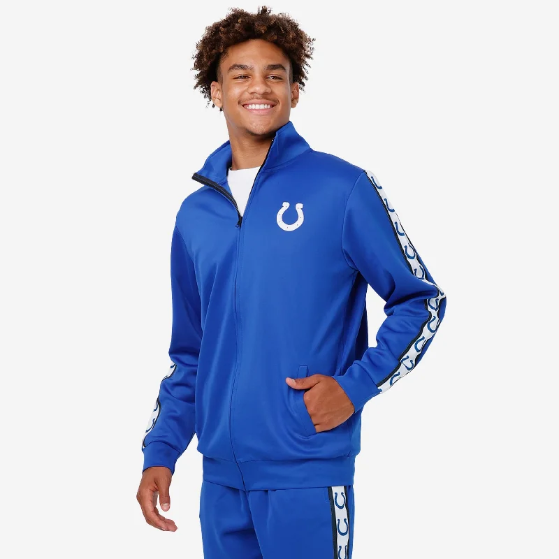 Indianapolis Colts Stripe Logo Track Jacket Notch Collar Jacket Peter Pan Collar Jacket Cowl Neck Jacket Indianapolis Colts Stripe Logo Track Jacket Notch Collar Jacket Peter Pan Collar Jacket Cowl Neck Jacket