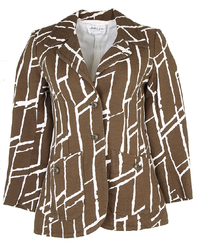 80s Jaeger Brown Patterned Seersucker Blazer - S Women's Banquet Suit