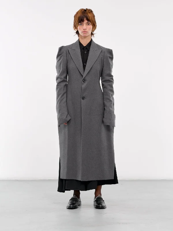 SLV Gusset Long Jacket (F0-J10-120-1-GREY) Tailored Jacket Straight Jacket A-Line Jacket SLV Gusset Long Jacket (F0-J10-120-1-GREY) Tailored Jacket Straight Jacket A-Line Jacket