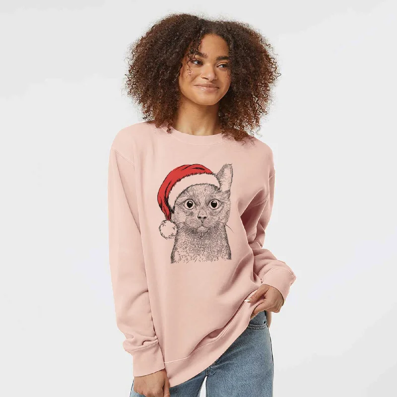 Santa Shadow the Black Cat - Unisex Pigment Dyed Crew Sweatshirt Hoodie with Crew Neck Simple Timeless Santa Shadow the Black Cat - Unisex Pigment Dyed Crew Sweatshirt Hoodie with Crew Neck Simple Timeless