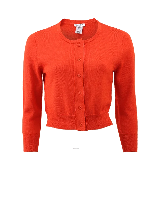 Cropped Cardigan Iron Safe Non-Iron Wrinkle Free