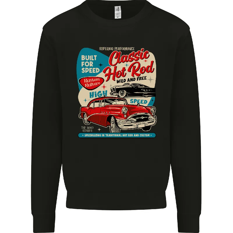 Classic Hot Rod Wild & Free Mens Sweatshirt Jumper Hoodie Sweatshirt Pullover