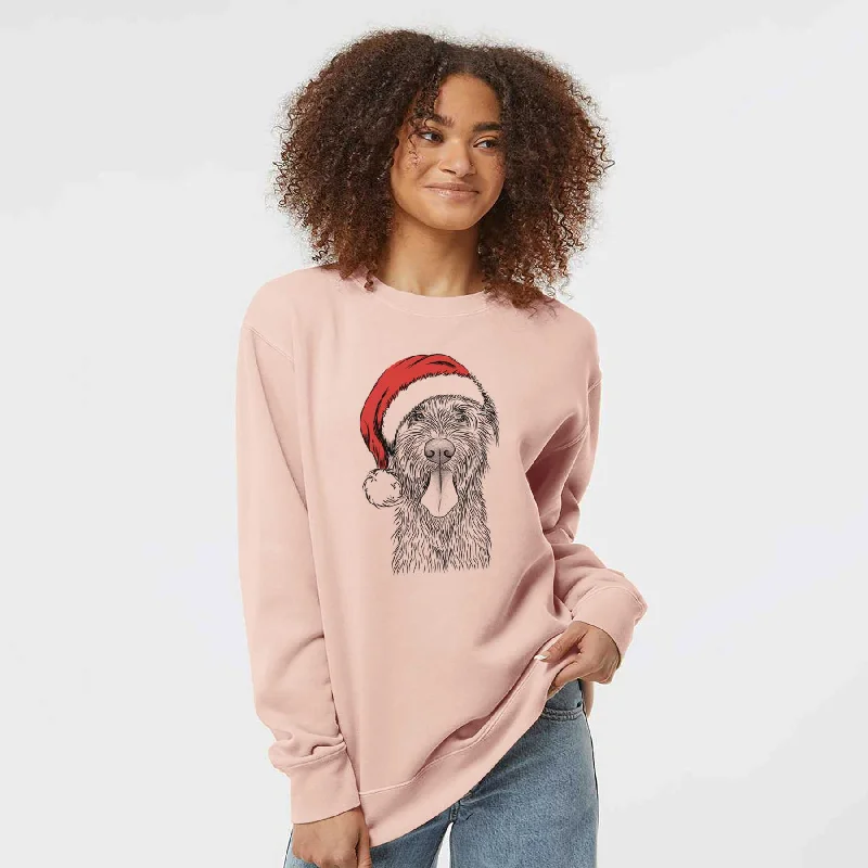 Santa Sullivan the Irish Wolfhound - Unisex Pigment Dyed Crew Sweatshirt Hoodie with Hem Applique Textured Unique Santa Sullivan the Irish Wolfhound - Unisex Pigment Dyed Crew Sweatshirt Hoodie with Hem Applique Textured Unique