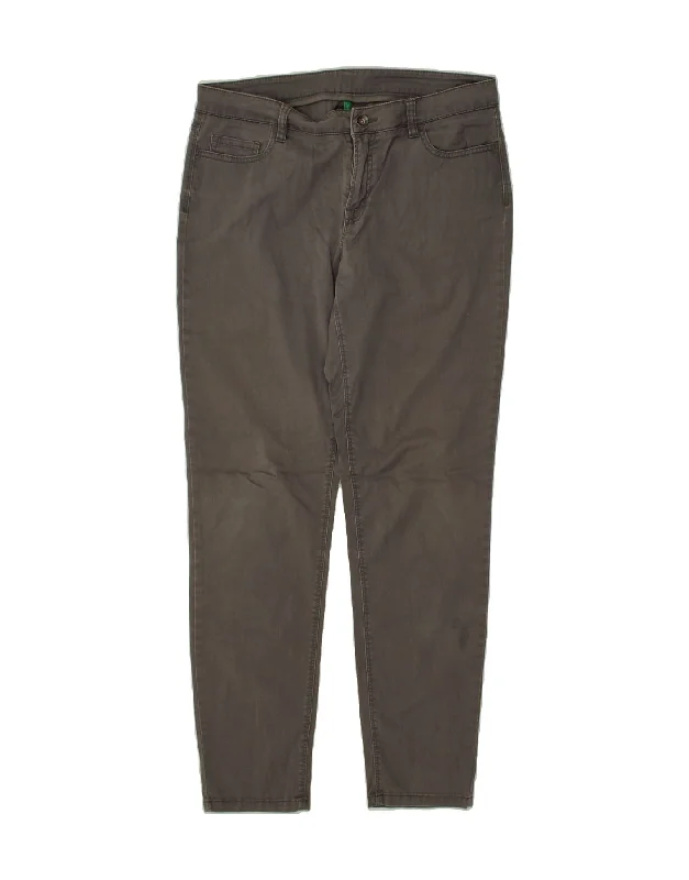 BENETTON Womens Slim Casual Trousers UK 14 Large W32 L29 Grey Cotton Trousers Handmade Artisanal BENETTON Womens Slim Casual Trousers UK 14 Large W32 L29 Grey Cotton Trousers Handmade Artisanal