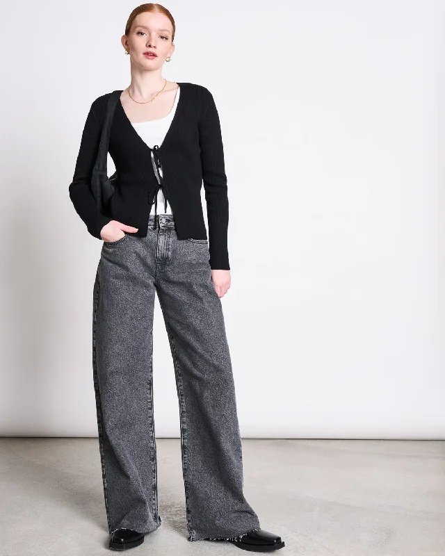 TIE CARDIGAN TANGY BLACK GOTS Zippered Buttoned Snapped