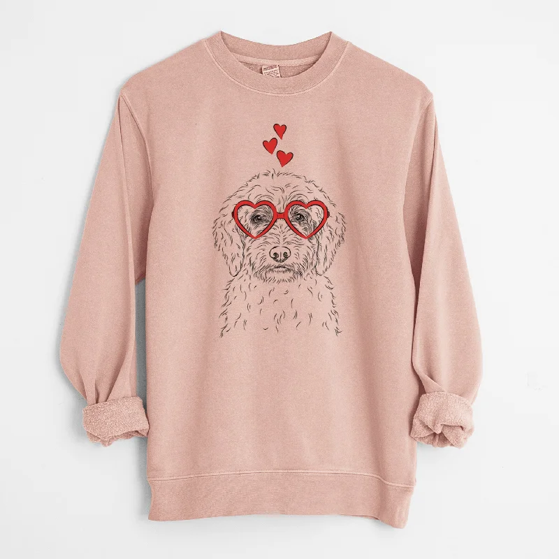 Valentine Teddy the Labradoodle - Unisex Pigment Dyed Crew Sweatshirt Hoodie with Set-In Sleeves Structured Classic Valentine Teddy the Labradoodle - Unisex Pigment Dyed Crew Sweatshirt Hoodie with Set-In Sleeves Structured Classic