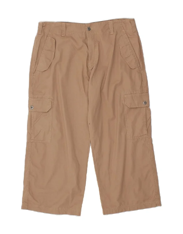 VINTAGE Womens Capri Straight Cargo Trousers UK 16 XL W34 L23 Brown Cotton Trousers trendy modern VINTAGE Womens Capri Straight Cargo Trousers UK 16 XL W34 L23 Brown Cotton Trousers trendy modern