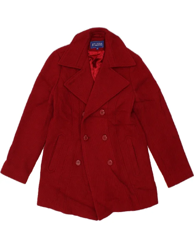 LONDON FOG Womens Oversized Double Breasted Coat UK 10 Small Red Wool Suede Faux Fur Shearling LONDON FOG Womens Oversized Double Breasted Coat UK 10 Small Red Wool Suede Faux Fur Shearling