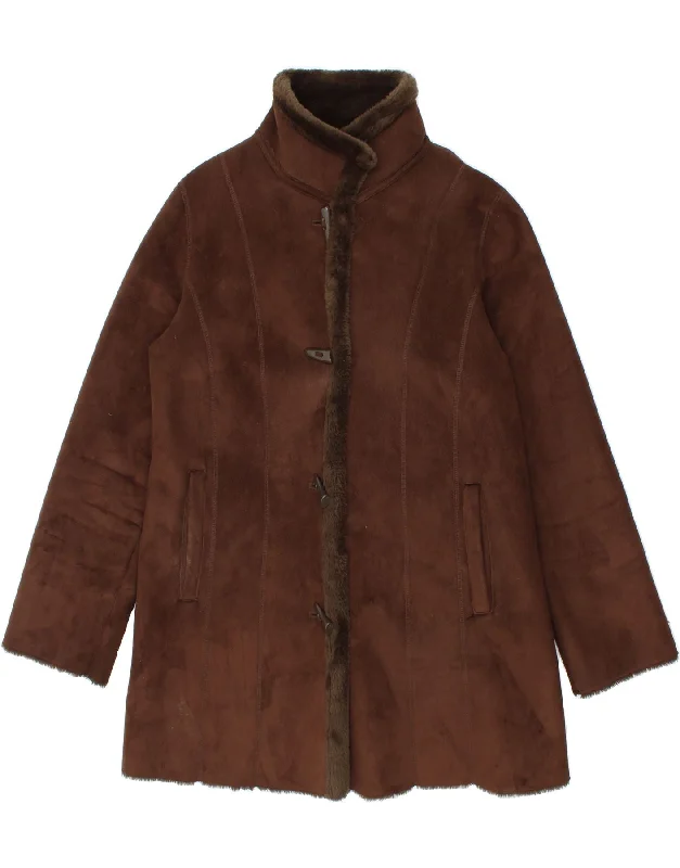 WALLIS Womens Sherpa Duffle Coat UK 14 Medium Brown Lapel Coat Peter Pan Collar Coat Cowl Neck Coat WALLIS Womens Sherpa Duffle Coat UK 14 Medium Brown Lapel Coat Peter Pan Collar Coat Cowl Neck Coat