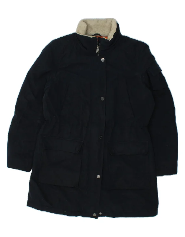 DKNY Womens Windbreaker Coat UK 14 Medium Navy Blue Cuffed Rolled Raglan
