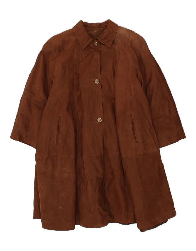 VINTAGE Womens Oversized Leather Coat IT 46 Large Brown Houndstooth Jacket Shearling Jacket Fleece Jacket VINTAGE Womens Oversized Leather Coat IT 46 Large Brown Houndstooth Jacket Shearling Jacket Fleece Jacket