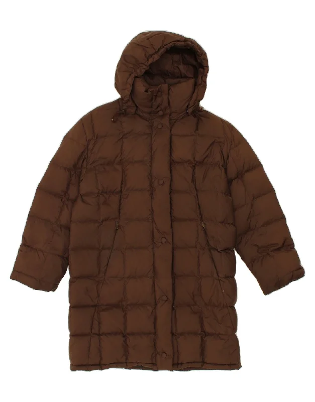 GEO SPIRIT Womens Hooded Padded Coat EU 42 Large Brown Polyester Blazer Duffle Coat Pea Coat GEO SPIRIT Womens Hooded Padded Coat EU 42 Large Brown Polyester Blazer Duffle Coat Pea Coat