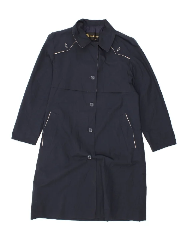 VINTAGE Womens Trench Coat UK 10 Small Navy Blue Down Puffer Quilted