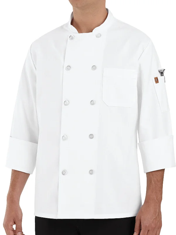 Unisex Ten Pearl Button 30" Poly-Cotton Chef Coat Fitted Loose Oversized