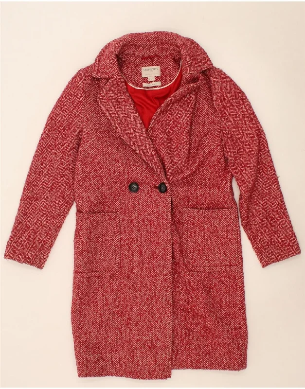 MONSOON Womens Double Breasted Coat UK 10 Small Red Herringbone Polyester Cape Coat Herringbone Coat Tweed Coat MONSOON Womens Double Breasted Coat UK 10 Small Red Herringbone Polyester Cape Coat Herringbone Coat Tweed Coat