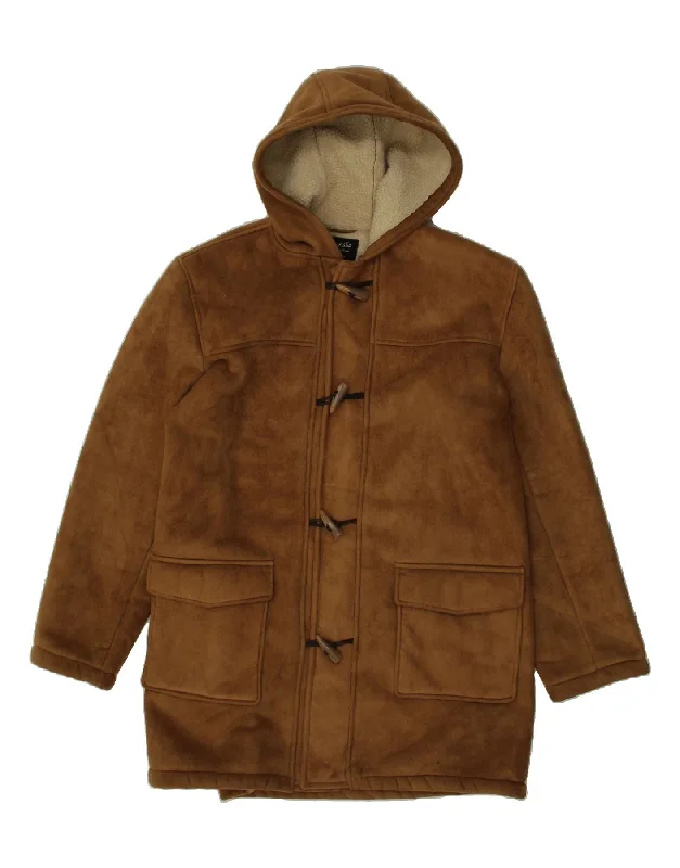 VINTAGE Womens Hooded Duffle Coat UK 42 XL Brown Polyester Parka Down Jacket Wool Coat VINTAGE Womens Hooded Duffle Coat UK 42 XL Brown Polyester Parka Down Jacket Wool Coat