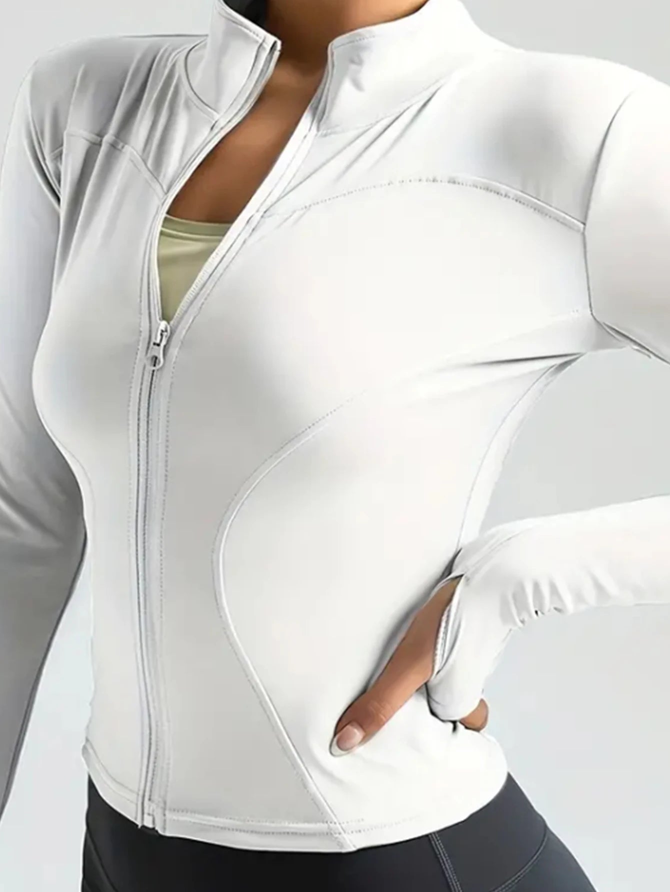 Yoga clothes women's autumn and winter sports yoga coat standing collar long sleeve top Pilates training running fitness clothes Pockets Sleeves Lining Yoga clothes women's autumn and winter sports yoga coat standing collar long sleeve top Pilates training running fitness clothes Pockets Sleeves Lining