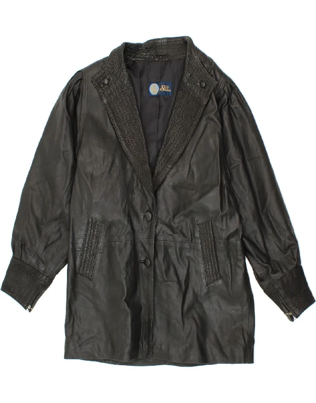YOUR SIXTH SENSE Womens Loose Fit Leather Coat EU 42 Large Black Leather Off-the-Shoulder Jacket Double-Breasted Coat Single-Breasted Coat YOUR SIXTH SENSE Womens Loose Fit Leather Coat EU 42 Large Black Leather Off-the-Shoulder Jacket Double-Breasted Coat Single-Breasted Coat
