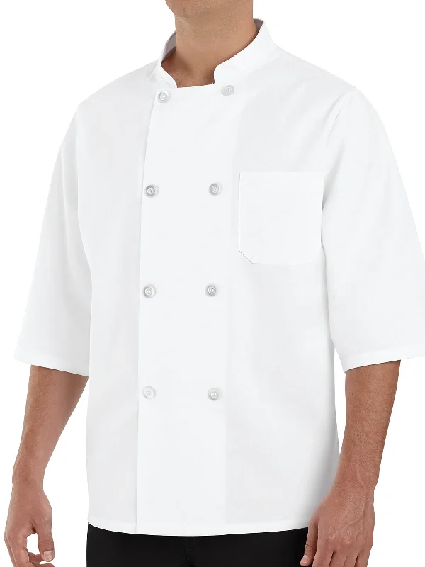 Unisex Half-Sleeve 30" Chef Coat Buttoned Zippered Snapped