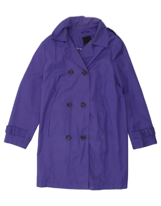 DEBENHAMS Womens Double Breasted Coat UK 20 2XL Blue Cotton Suede Faux Fur Shearling DEBENHAMS Womens Double Breasted Coat UK 20 2XL Blue Cotton Suede Faux Fur Shearling