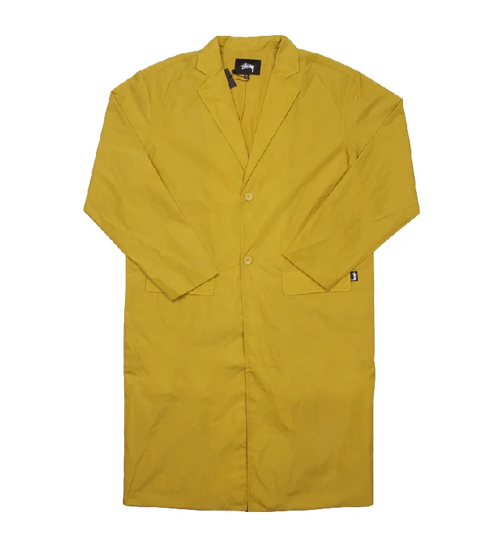 Long Light Nylon Coat (Mustard) Faux Fur Real Fur Shearling