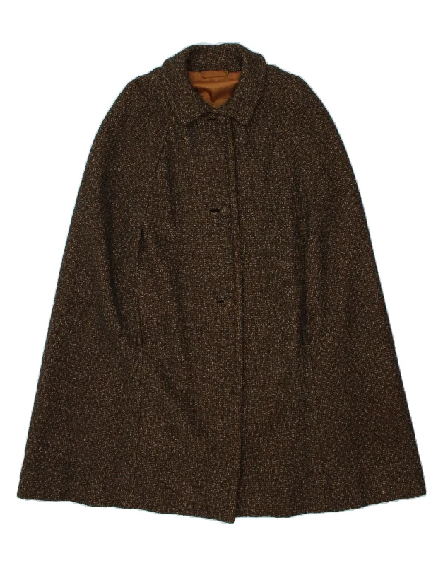 VINTAGE Womens Cape Coat One Size Brown Turtleneck Wrap Cape