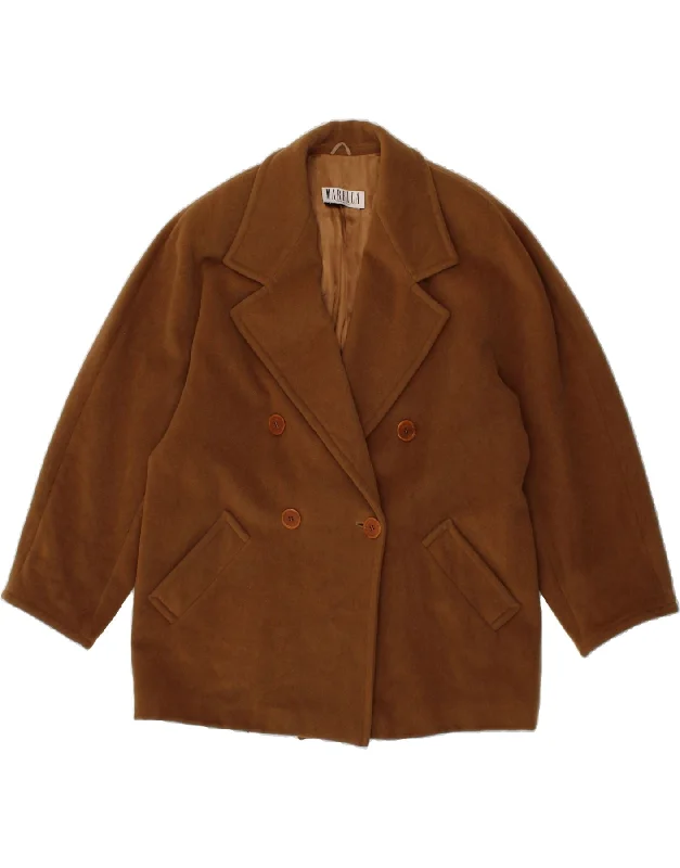 MARELLA Womens Oversized Double Breasted Coat UK 16 Large Brown Buttoned Toggled Snapped MARELLA Womens Oversized Double Breasted Coat UK 16 Large Brown Buttoned Toggled Snapped